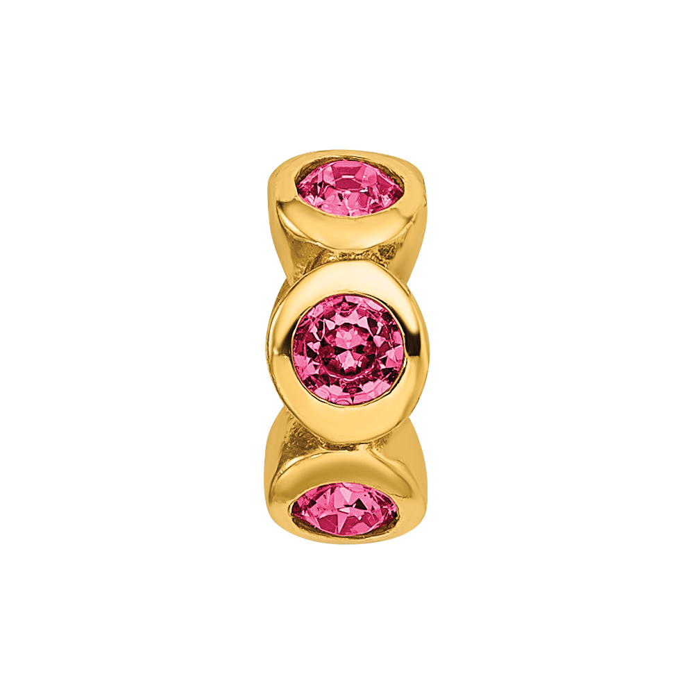 Sterling Silver Gold-plated Reflections Oct Pink Preciosa Crystal Bead