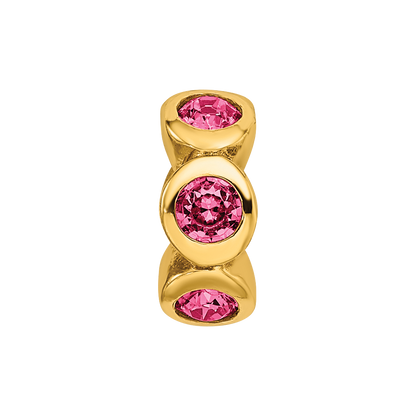 Sterling Silver Gold-plated Reflections Oct Pink Preciosa Crystal Bead