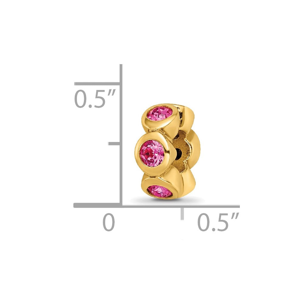 Sterling Silver Gold-plated Reflections Oct Pink Preciosa Crystal Bead