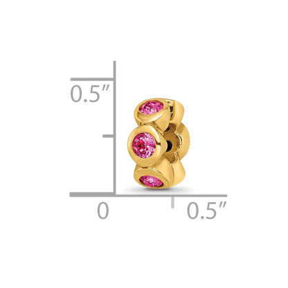 Sterling Silver Gold-plated Reflections Oct Pink Preciosa Crystal Bead