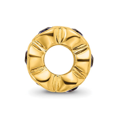 Sterling Silver Gold-plated Reflections Sept Blue Preciosa Crystal Bead