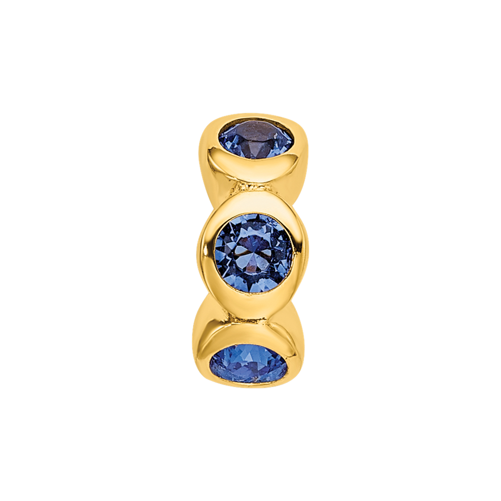 Sterling Silver Gold-plated Reflections Sept Blue Preciosa Crystal Bead