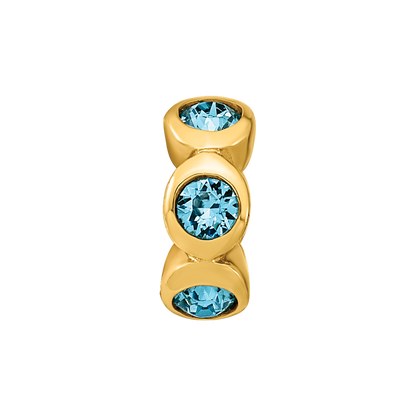 Sterling Silver Gold-plated Reflections Dec Blue Preciosa Crystal Bead