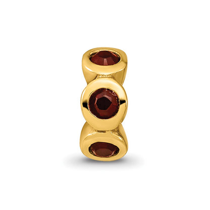 Sterling Silver Gold-plated Reflections Jan Red Preciosa Crystal Bead