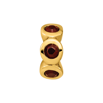 Sterling Silver Gold-plated Reflections Jan Red Preciosa Crystal Bead