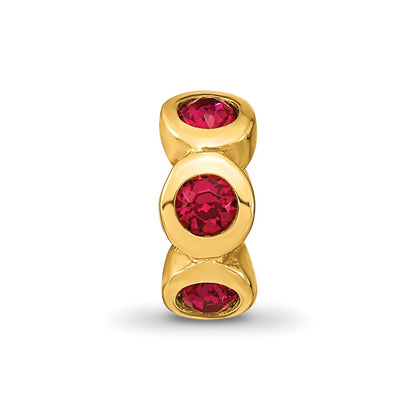 Sterling Silver Gold-plated Reflections July Red Preciosa Crystal Bead