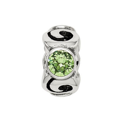 Sterling Silver Reflections August Green Preciosa Crystal Birthstone Bead