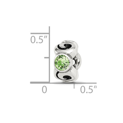 Sterling Silver Reflections August Green Preciosa Crystal Birthstone Bead