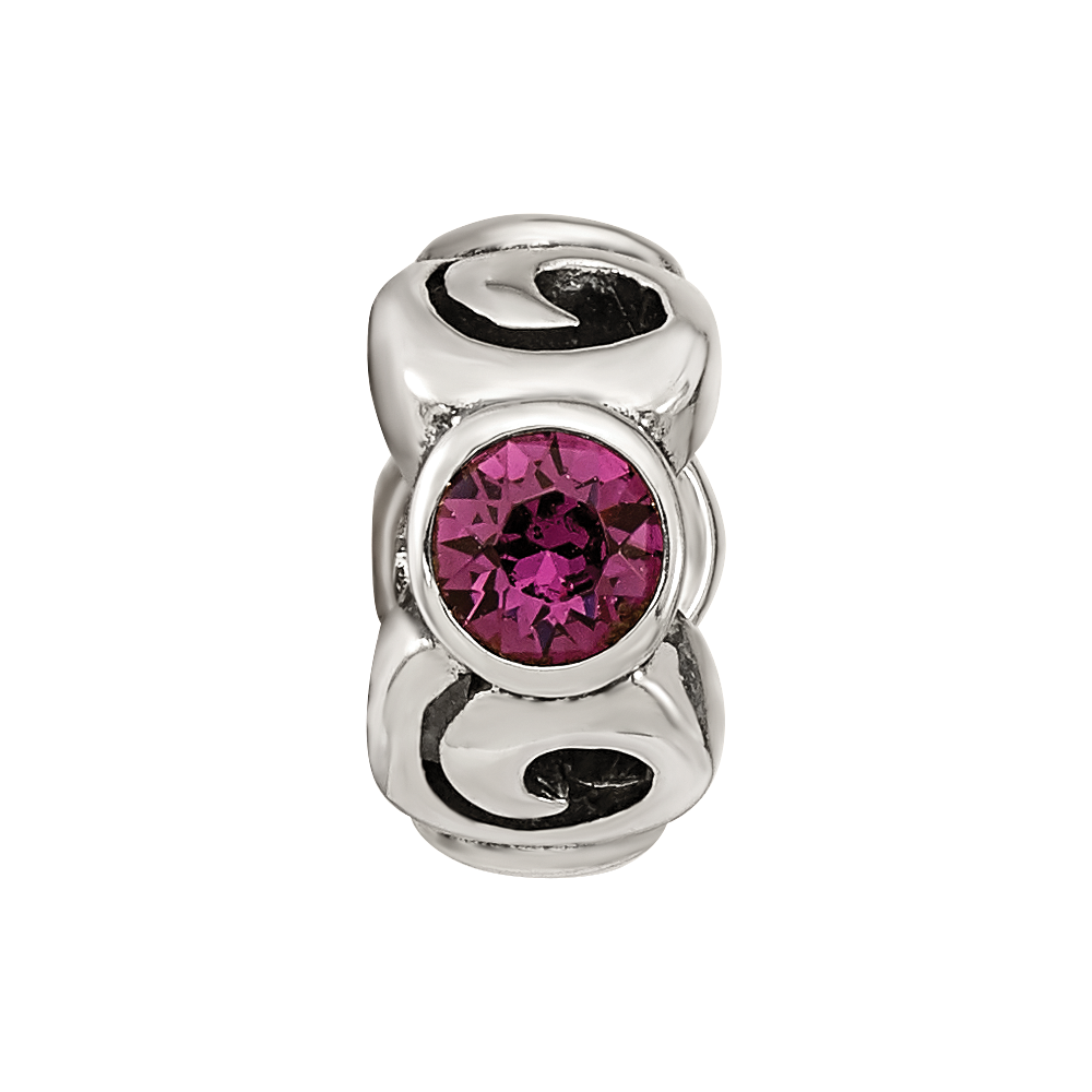 Sterling Silver Reflections Feb Purple Preciosa Crystal Birthstone Bead