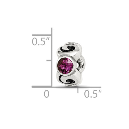 Sterling Silver Reflections Feb Purple Preciosa Crystal Birthstone Bead