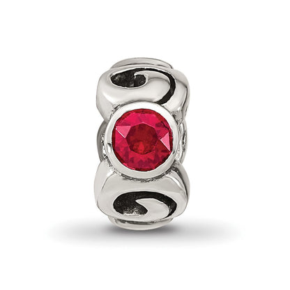 Sterling Silver Reflections January Red Preciosa Crystal Birthstone Bead