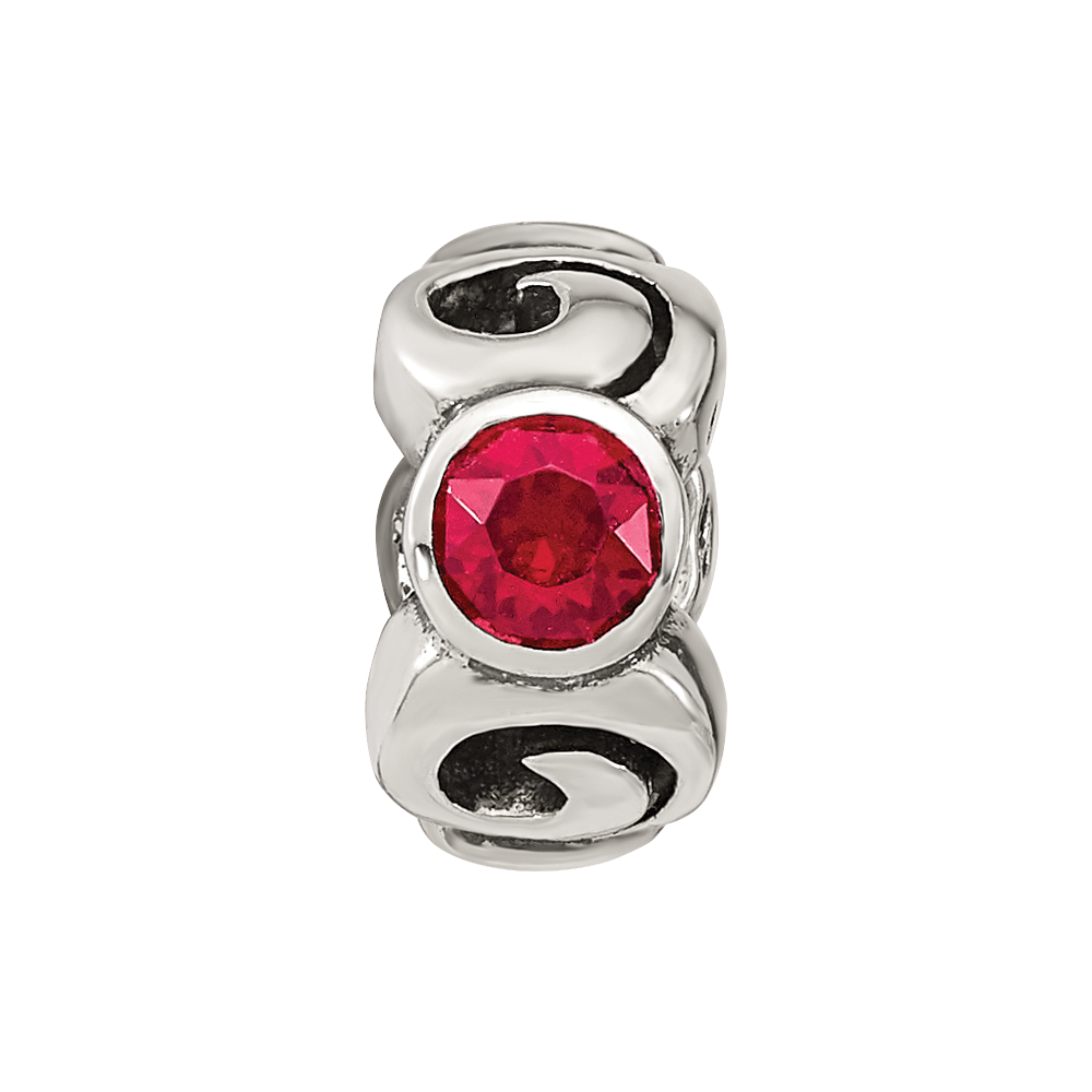 Sterling Silver Reflections January Red Preciosa Crystal Birthstone Bead
