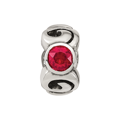 Sterling Silver Reflections January Red Preciosa Crystal Birthstone Bead