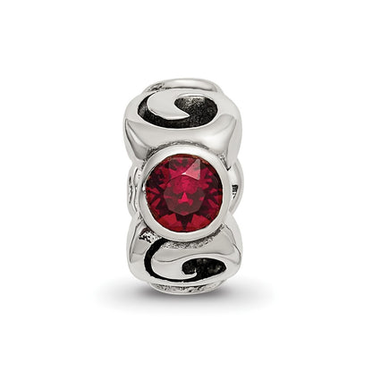 Sterling Silver Reflections January Red Preciosa Crystal Birthstone Bead