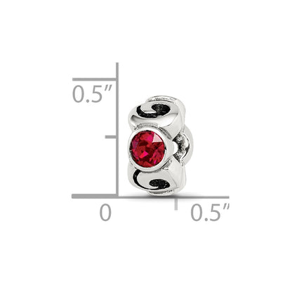 Sterling Silver Reflections January Red Preciosa Crystal Birthstone Bead