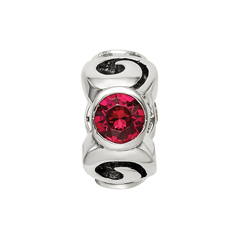 Sterling Silver Reflections July Red Preciosa Crystal Birthstone Bead