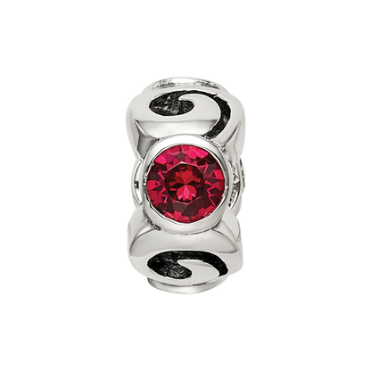 Sterling Silver Reflections July Red Preciosa Crystal Birthstone Bead