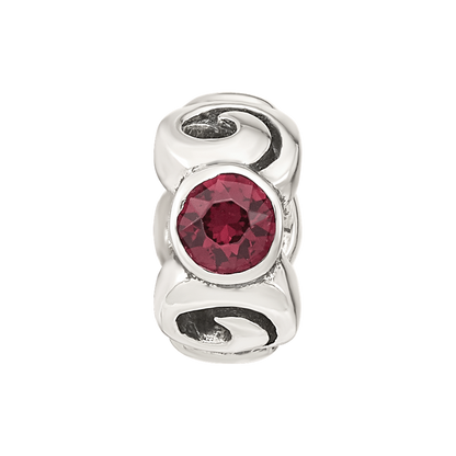 Sterling Silver Reflections June Red Preciosa Crystal Birthstone Bead
