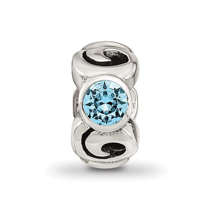 Sterling Silver Reflections March Lt Blue Preciosa Crystal Birthstone Bead