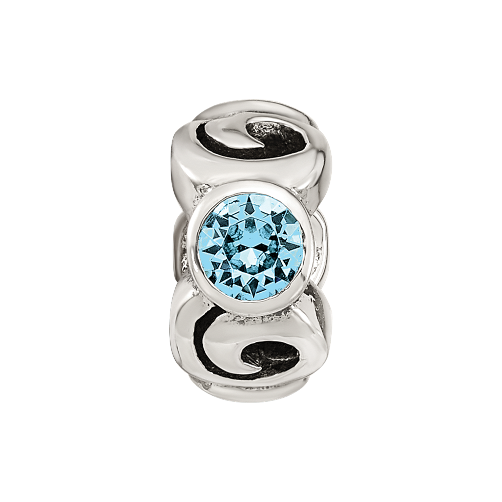 Sterling Silver Reflections March Lt Blue Preciosa Crystal Birthstone Bead