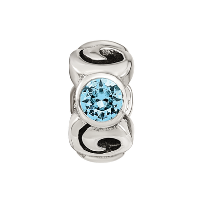 Sterling Silver Reflections March Lt Blue Preciosa Crystal Birthstone Bead