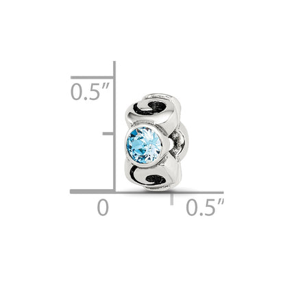 Sterling Silver Reflections March Lt Blue Preciosa Crystal Birthstone Bead