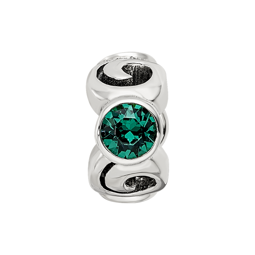 Sterling Silver Reflections May Green Preciosa Crystal Birthstone Bead