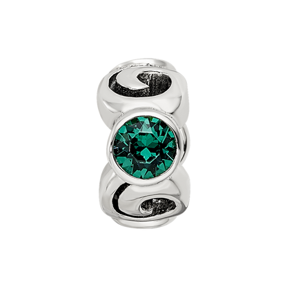 Sterling Silver Reflections May Green Preciosa Crystal Birthstone Bead