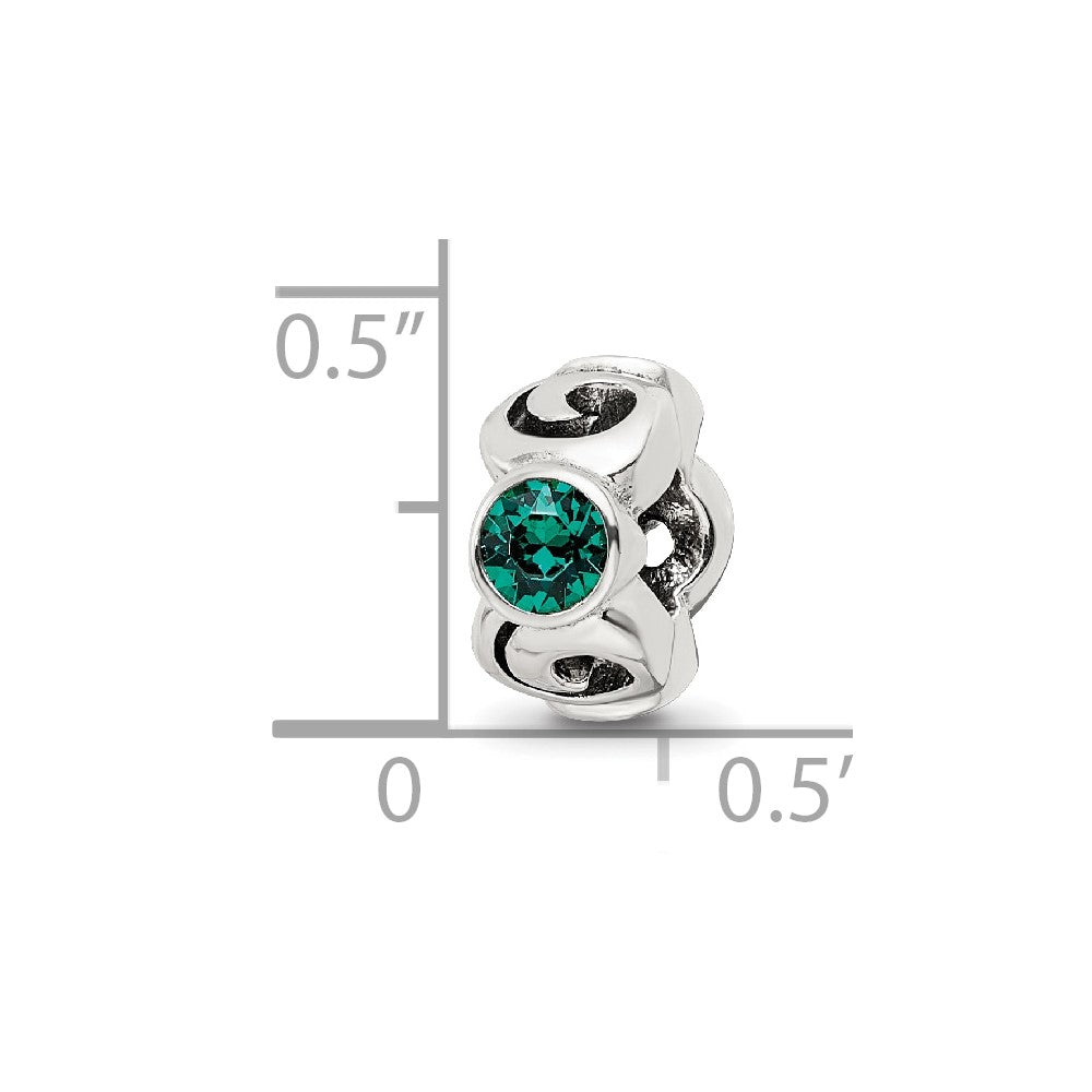 Sterling Silver Reflections May Green Preciosa Crystal Birthstone Bead