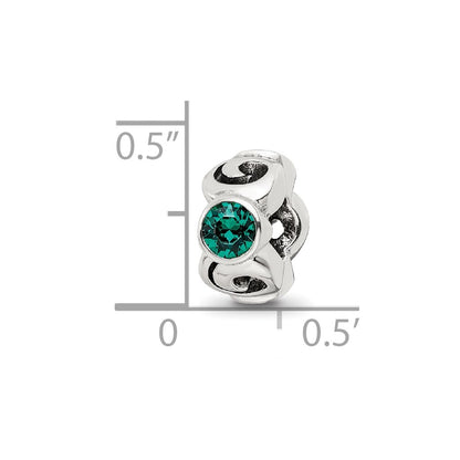 Sterling Silver Reflections May Green Preciosa Crystal Birthstone Bead