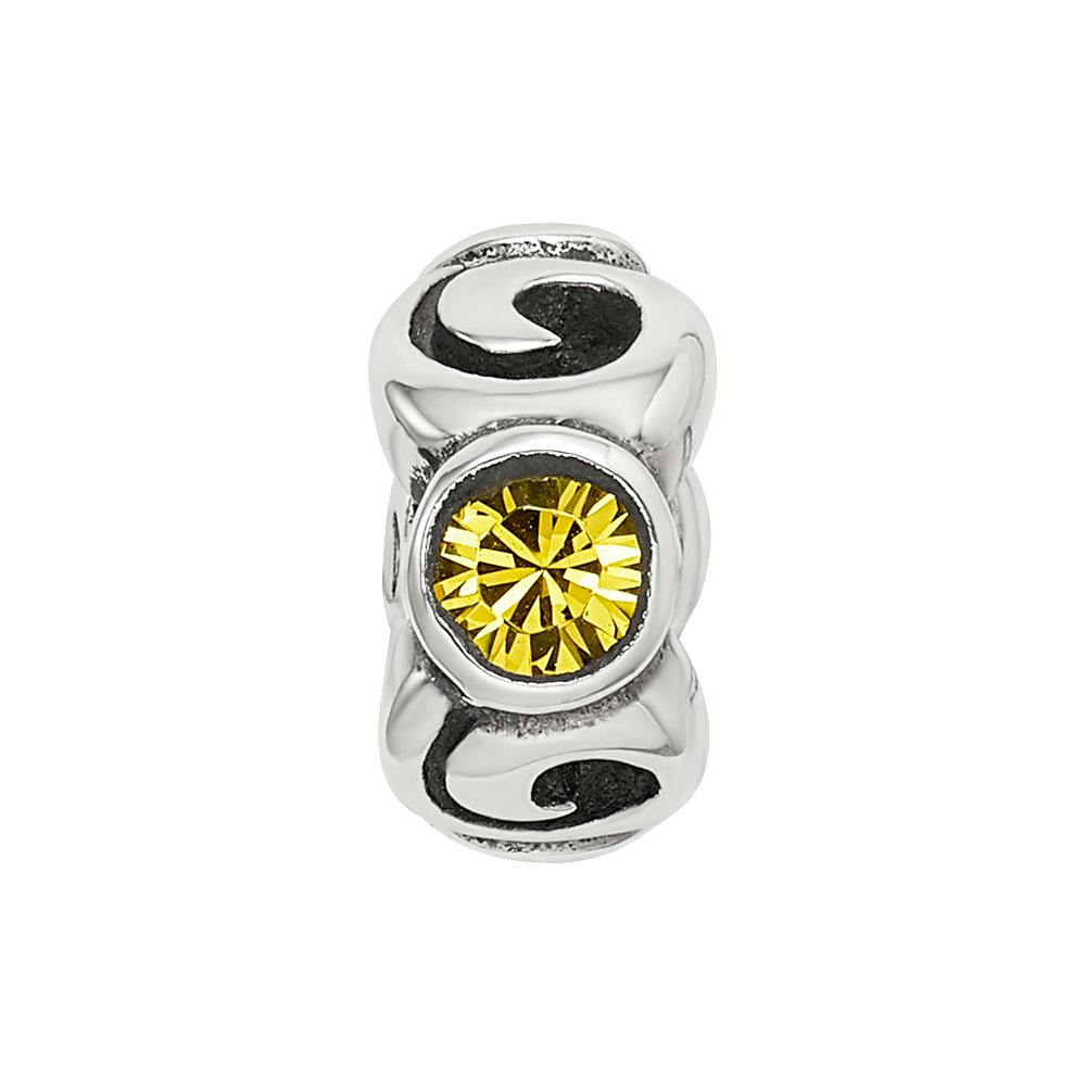 Sterling Silver Reflections Novem Yellow Preciosa Crystal Birthstone Bead
