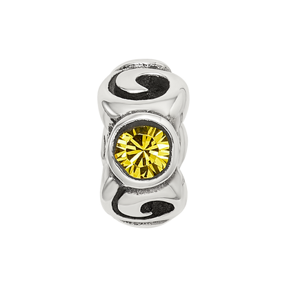 Sterling Silver Reflections Novem Yellow Preciosa Crystal Birthstone Bead