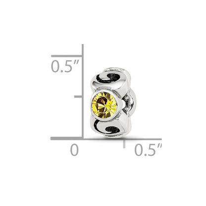 Sterling Silver Reflections Novem Yellow Preciosa Crystal Birthstone Bead