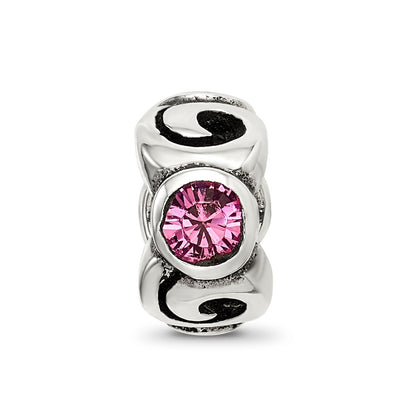 Sterling Silver Reflections October Pink Preciosa Crystal Birthstone Bead