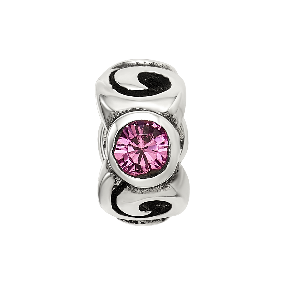 Sterling Silver Reflections October Pink Preciosa Crystal Birthstone Bead