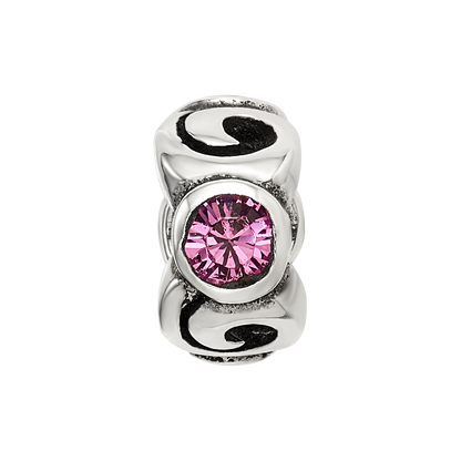 Sterling Silver Reflections October Pink Preciosa Crystal Birthstone Bead