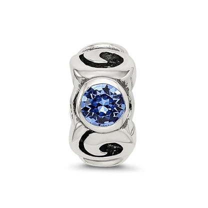 Sterling Silver Reflections Sept Blue Preciosa Crystal Birthstone Bead