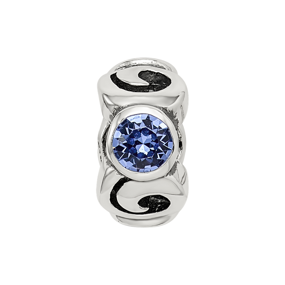 Sterling Silver Reflections Sept Blue Preciosa Crystal Birthstone Bead