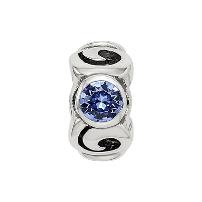 Sterling Silver Reflections Sept Blue Preciosa Crystal Birthstone Bead