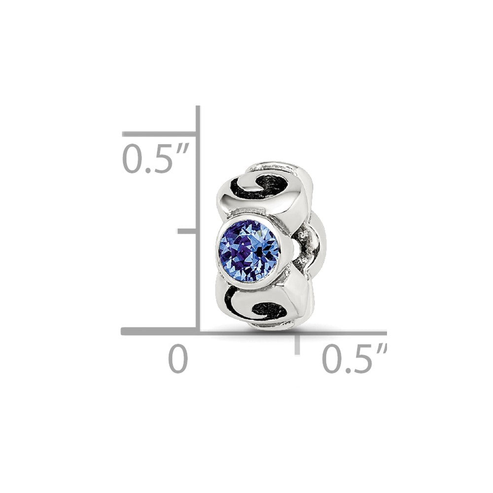 Sterling Silver Reflections Sept Blue Preciosa Crystal Birthstone Bead
