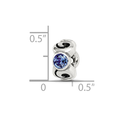 Sterling Silver Reflections Sept Blue Preciosa Crystal Birthstone Bead