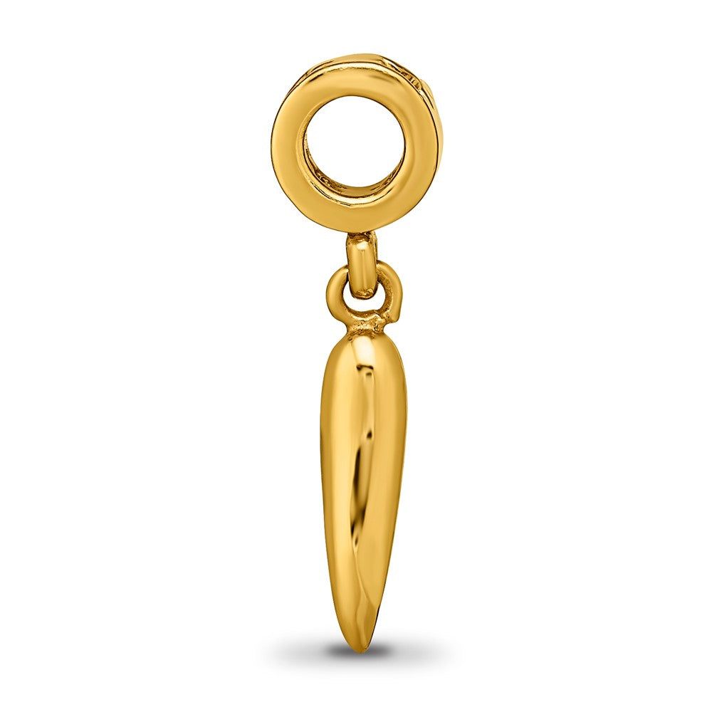 Sterling Silver Gold-plated Reflections Italian Horn Dangle Bead