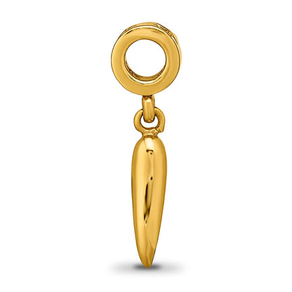 Sterling Silver Gold-plated Reflections Italian Horn Dangle Bead