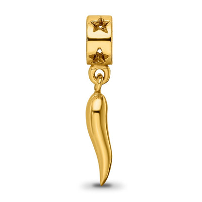 Sterling Silver Gold-plated Reflections Italian Horn Dangle Bead