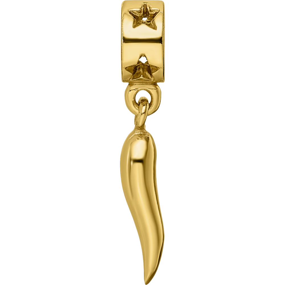 Sterling Silver Gold-plated Reflections Italian Horn Dangle Bead