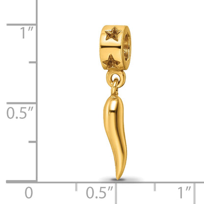 Sterling Silver Gold-plated Reflections Italian Horn Dangle Bead