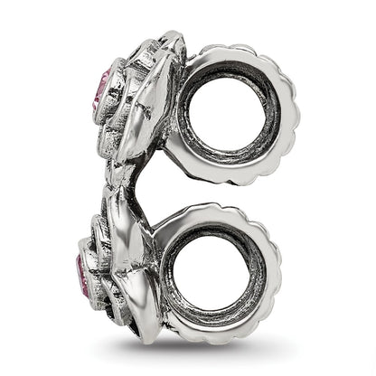 Sterling Silver Reflections Pink CZ Connector Bead
