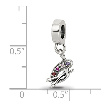 Sterling Silver Reflections Artist Palette Multi-color CZ Dangle Bead