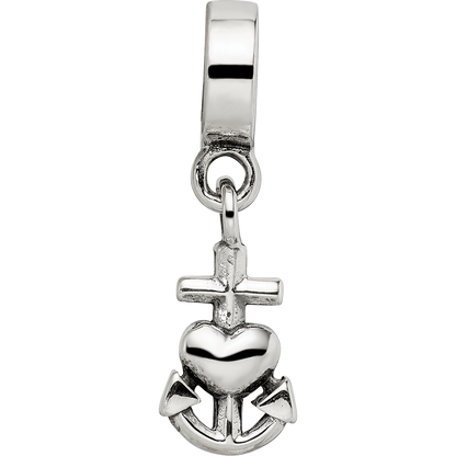 Sterling Silver Reflections Heart, Cross & Anchor Dangle Bead
