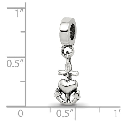 Sterling Silver Reflections Heart, Cross & Anchor Dangle Bead